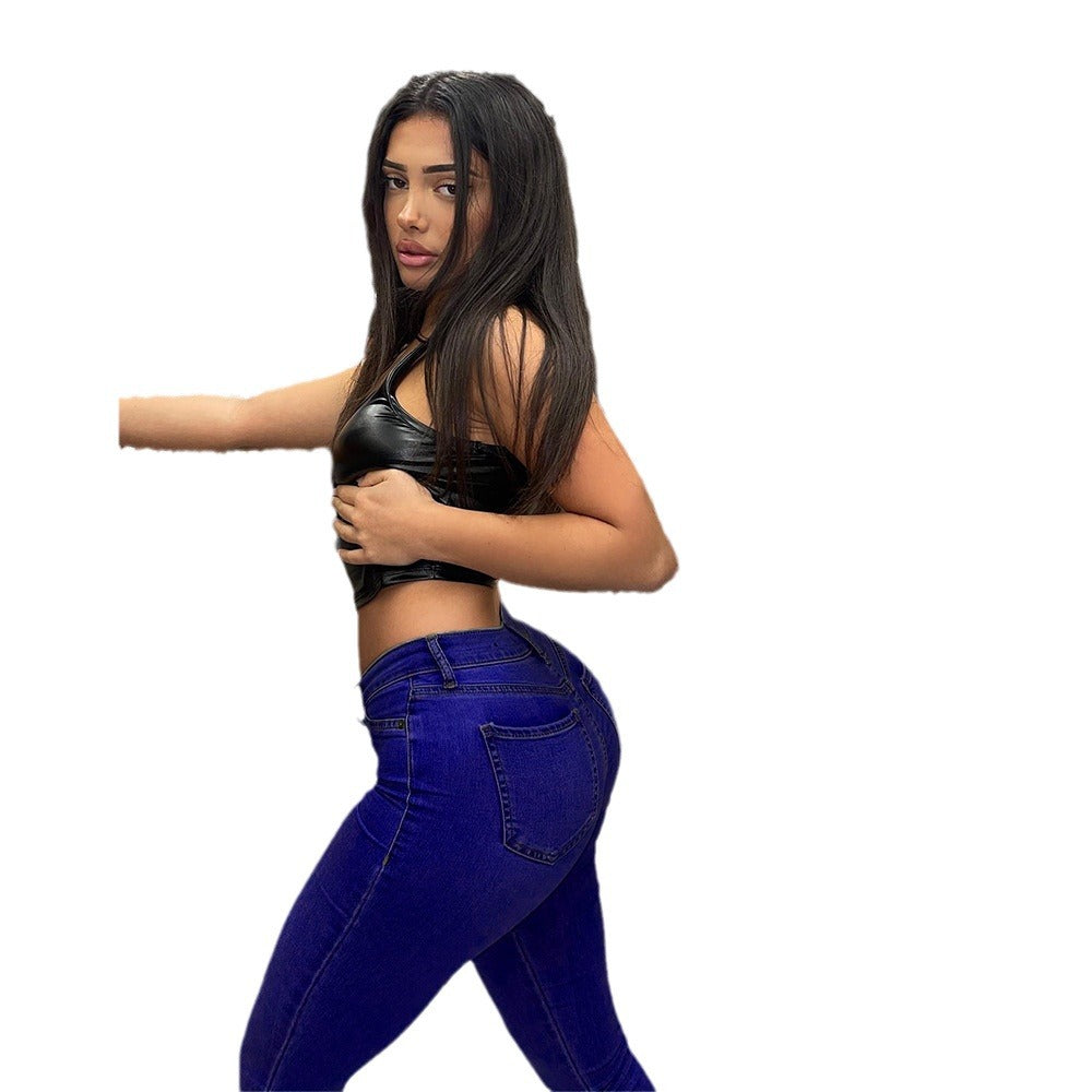 Damen Hochtaillierte Jeans im komfortablen Stretch-Material EB