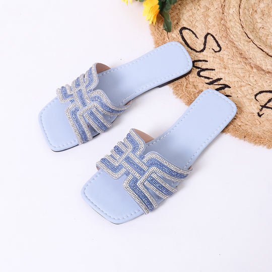 Damen elegante Strandsandalen mit glitzernden Applikationen EB