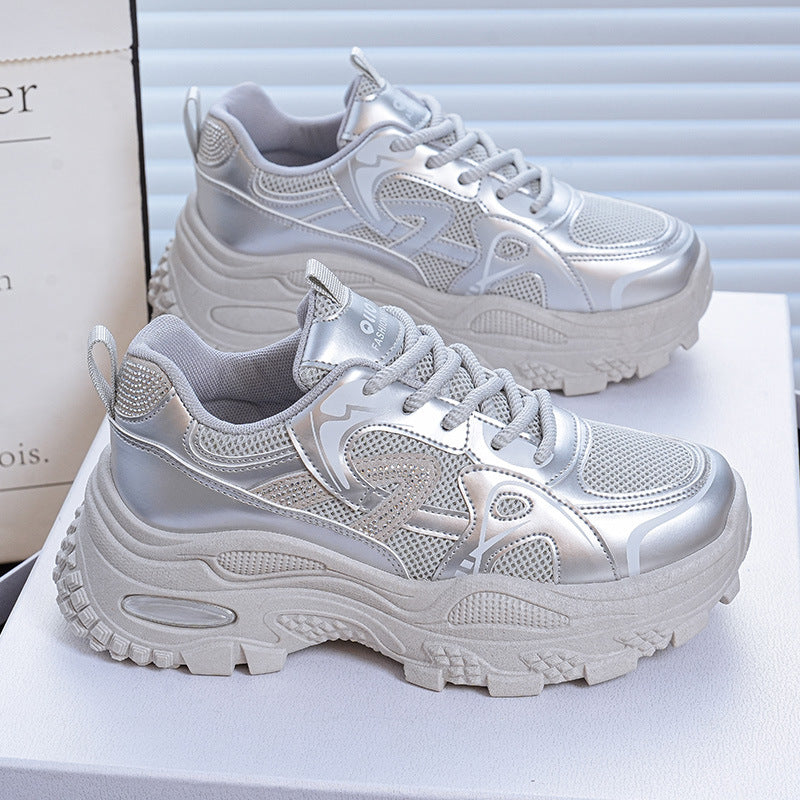 Damen Sportliche Chunky Sneakers mit atmungsaktiver Mesh-Oberfläche und stabiler Sohle EB