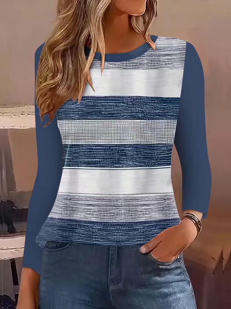 Damen Lässig gestreiftes Langarmshirt mit modischem Schnitt EB