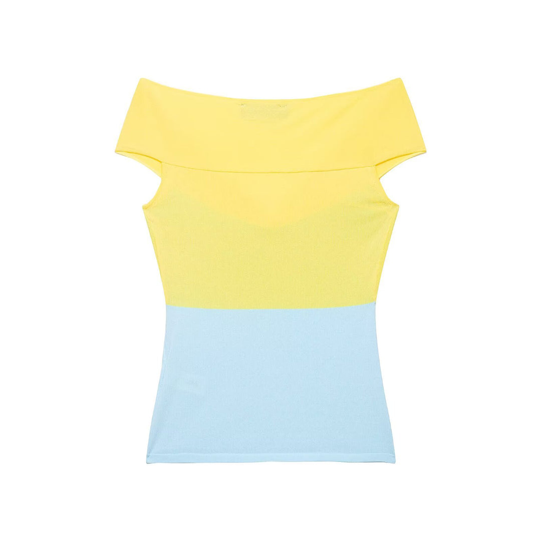 Damen Off-Shoulder Oberteil mit Knoten-Detail und Farbverlauf EB