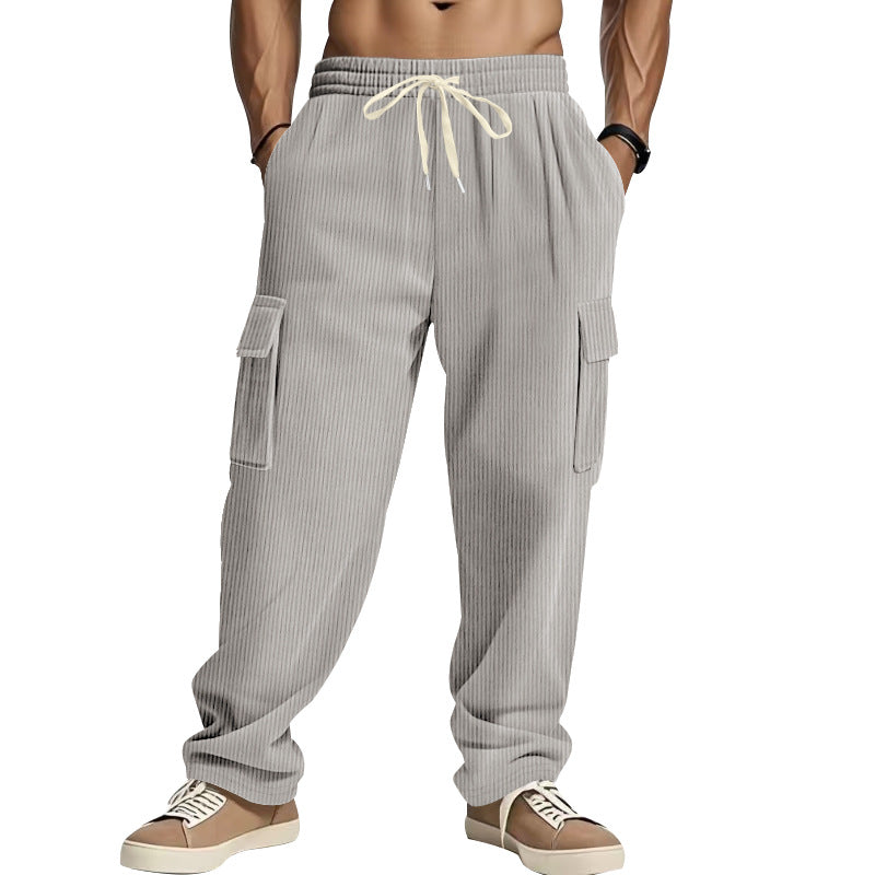 Herren Cordcargo-Hose mit weitem Bein, Tunnelzugbund und aufgesetzten Cargotaschen EB