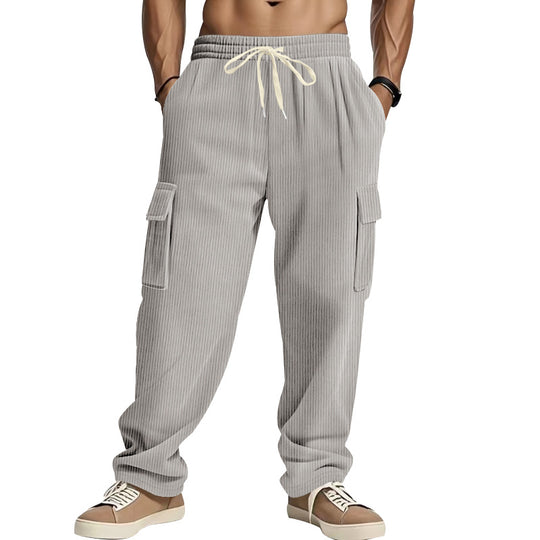 Herren Cordcargo-Hose mit weitem Bein, Tunnelzugbund und aufgesetzten Cargotaschen EB