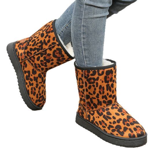 Damen Leopardmuster Winterboots mit kuscheligem Futter EB