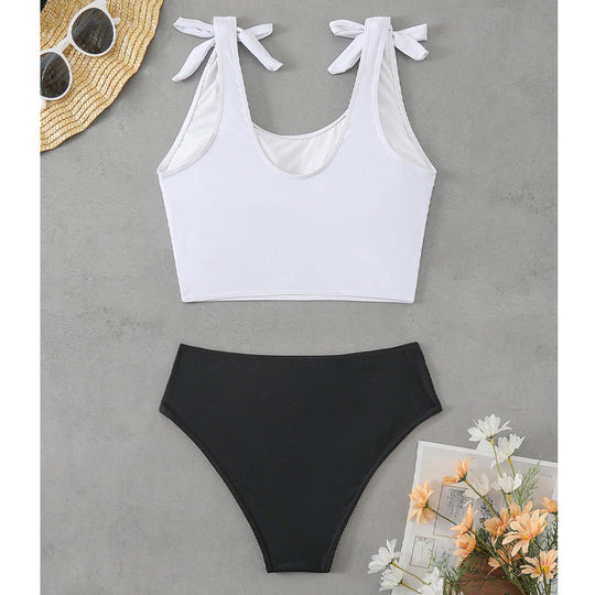 Damen Bauchfreies Bikini-Set mit grafischem Druck EB