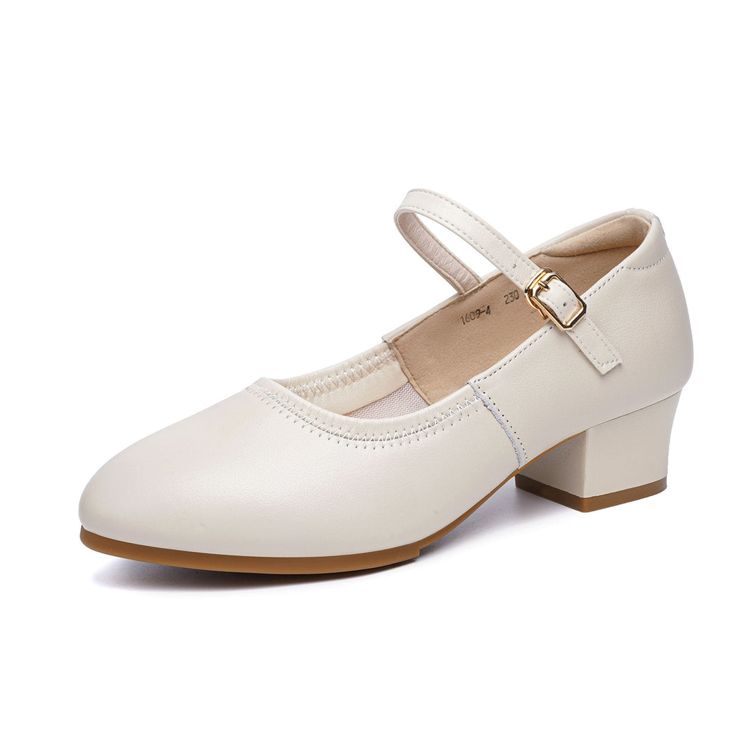 Damen elegante Mary Jane Schuhe mit verstellbarem Riemen und Blockabsatz EB