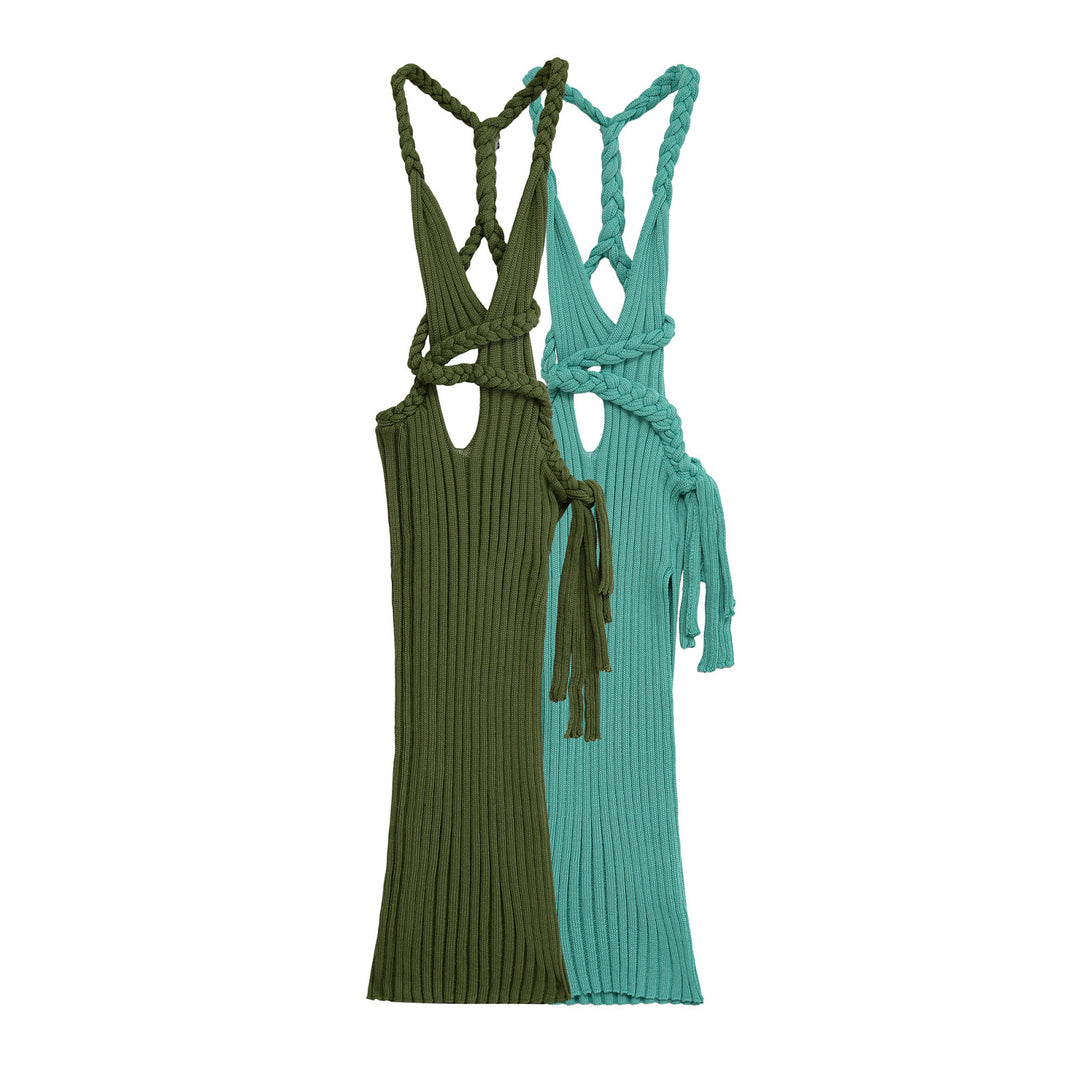 Damen Maxikleid mit geflochtenem Rückendetail und elastischem Bund EB