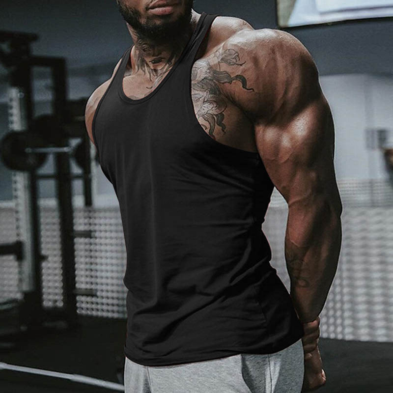 Herren atmungsaktives Fitness Tanktop mit Racerback-Design und körperbetontem Schnitt EB