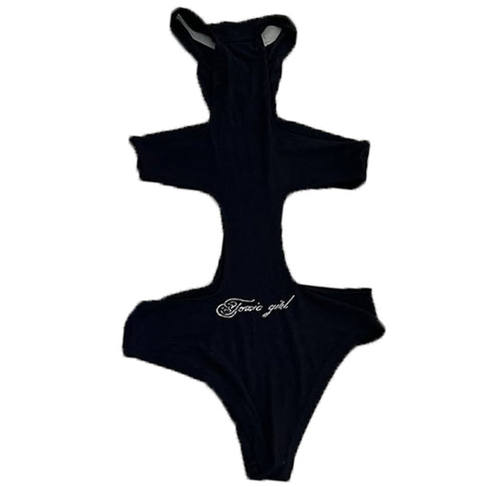 Damen Einteiler mit Kapuze und seitlichem Cut-Out EB