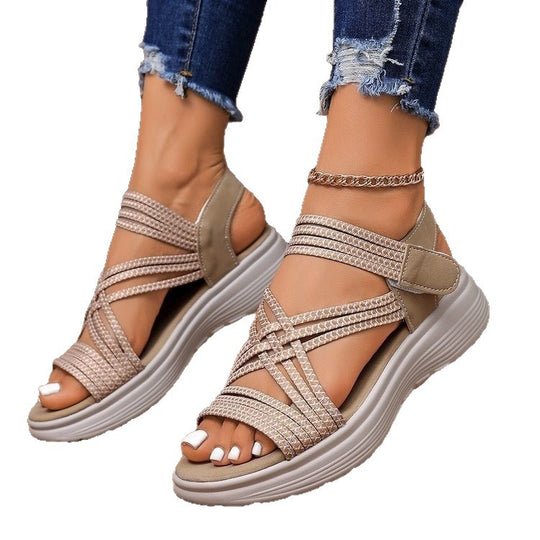 Damen Komfortable und stylische Sandalen mit multifunktionalem Riemendesign EB