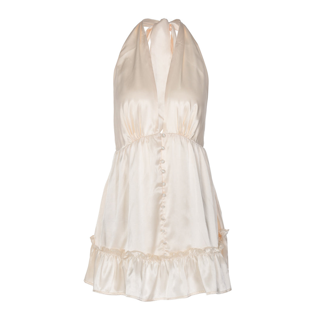 Damen Elegantes Top mit tiefem V-Ausschnitt und Rüschendetails EB
