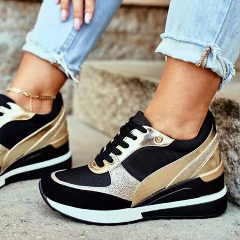 Damen nan Keil-Sneaker mit innenliegender Keilsohle und Materialmix EB