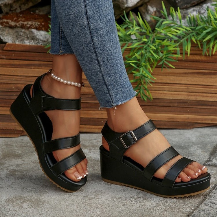 Damen Wedge Sandalen mit verstellbaren Riemen und komfortablem Fußbett EB
