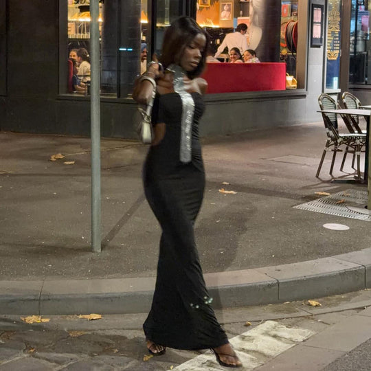 Damen Elegantes Abendkleid mit schmalem Schnitt und glänzenden Akzenten EB
