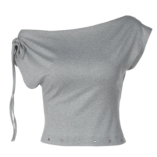 Damen trendiges Crop-Top mit schulterfreier Gestaltung EB
