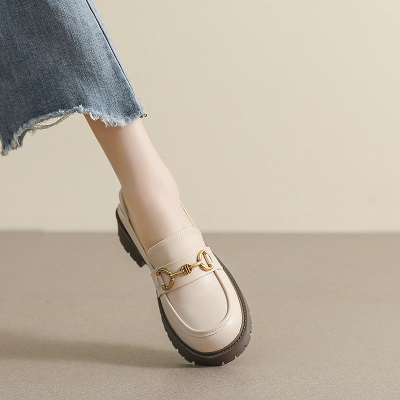 Damen Mokassin-Schuhe mit modischer Schnallenverzierung und robuster Sohle EB