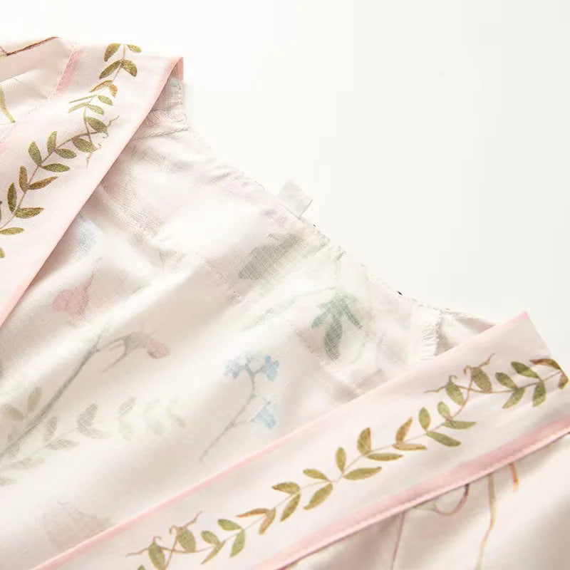 Damen Kimono-Robe mit floralem Muster und Taillengürtel EB