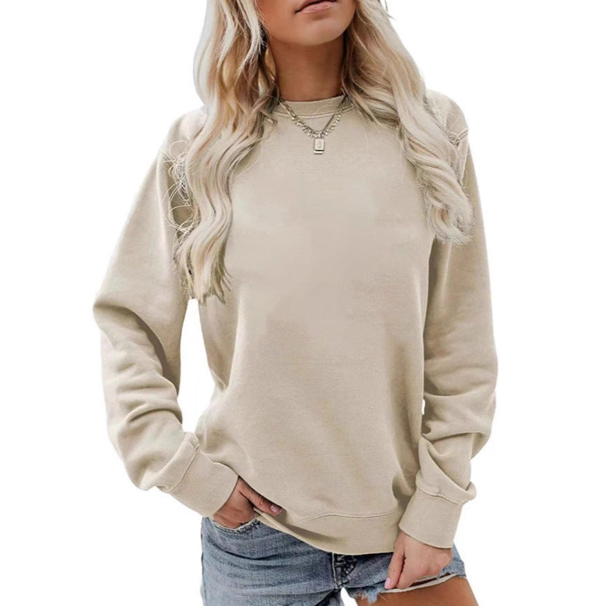 Damen nan lässiges Oversize Sweatshirt mit Rundhalsausschnitt und weichem Baumwollfleece EB