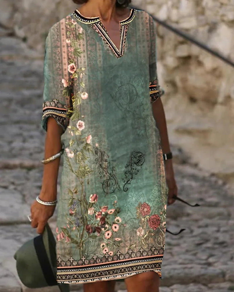 Damen luftiges Sommerkleid mit floralem Design EB