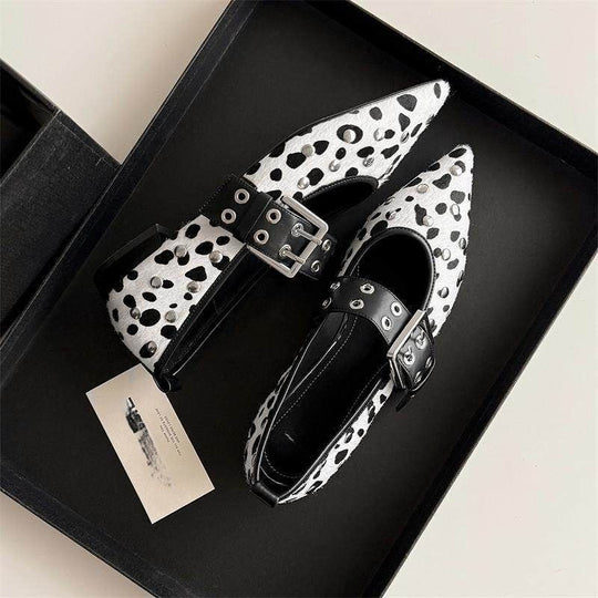 Damen elegante spitze Riemchenballerinas mit Nieten EB