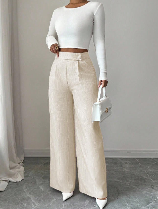 Damen Hoch taillierte, elegante und weiche Hose EB
