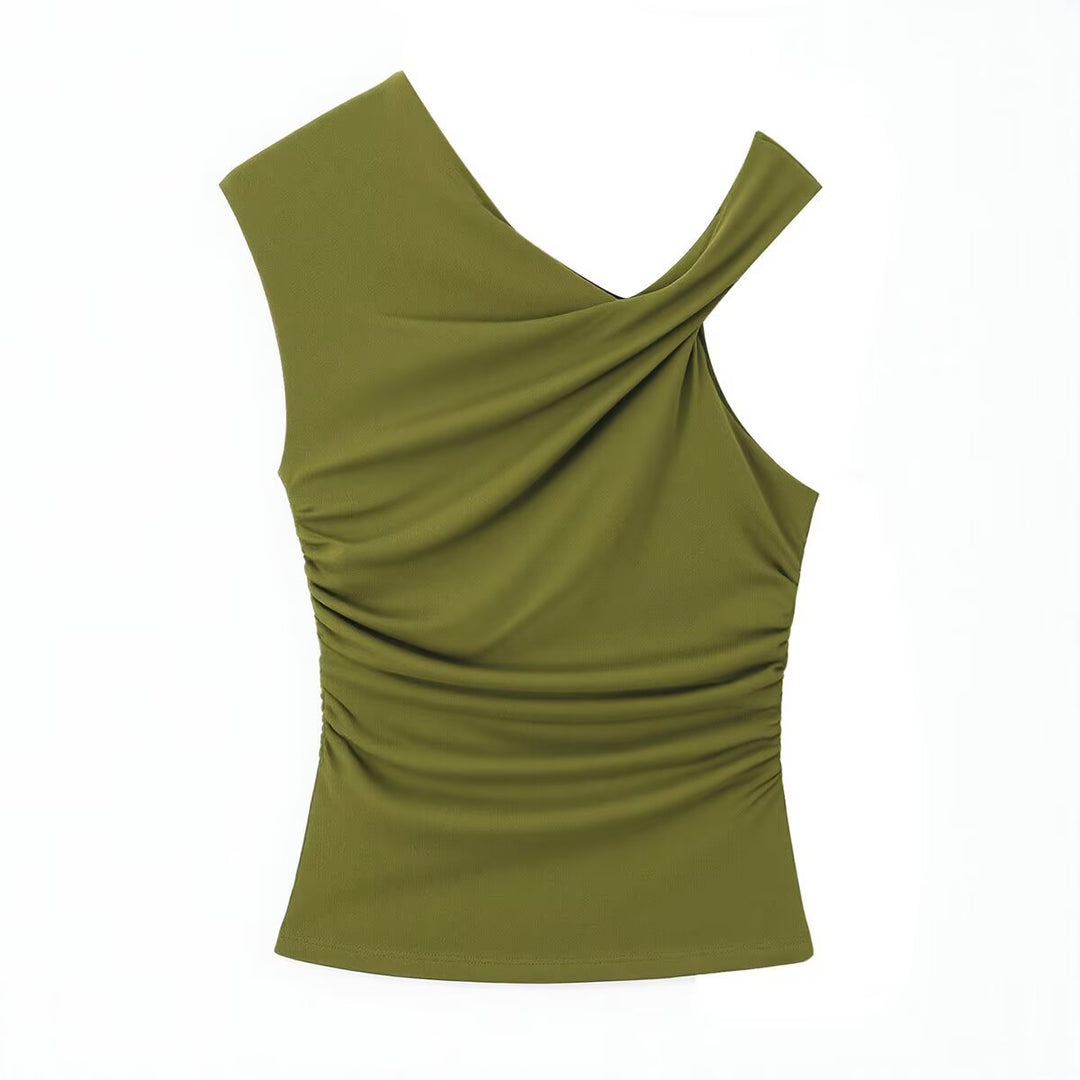 Damen ärmelloses Top mit asymmetrischem Schnitt und elegantem Faltenwurf EB