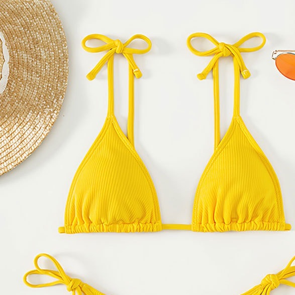 Damen Triangel-Bikini mit dekorativen Schnürdetails EB