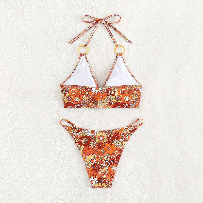 Damen Triangel-Bikini mit dekorativen ringförmigen Akzenten EB