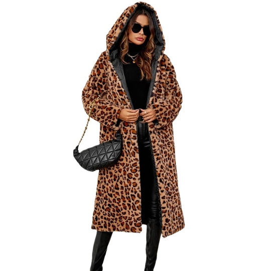 Damen Übergroße Kuscheljacke mit Leopardenmuster EB