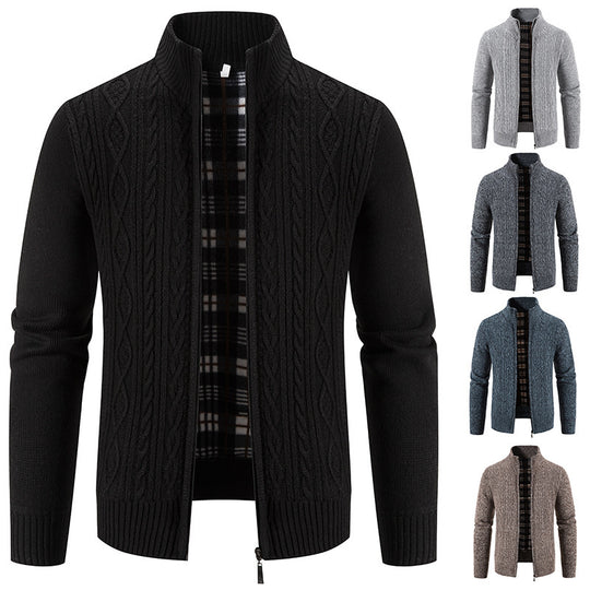 Herren Strickjacke mit hochschließendem Kragen und strukturiertem Design EB