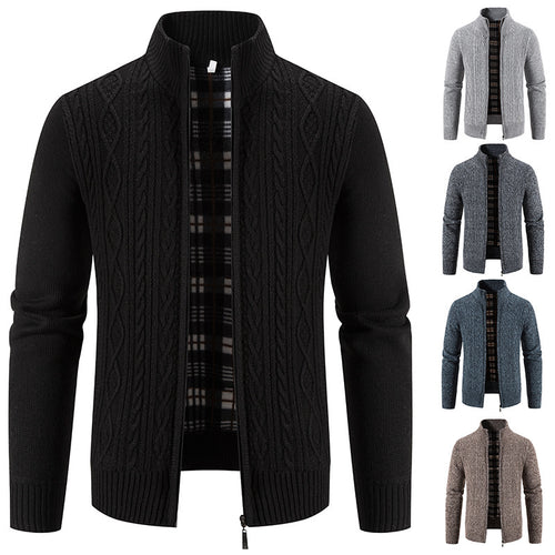 Herren Strickjacke mit hochschließendem Kragen und strukturiertem Design EB