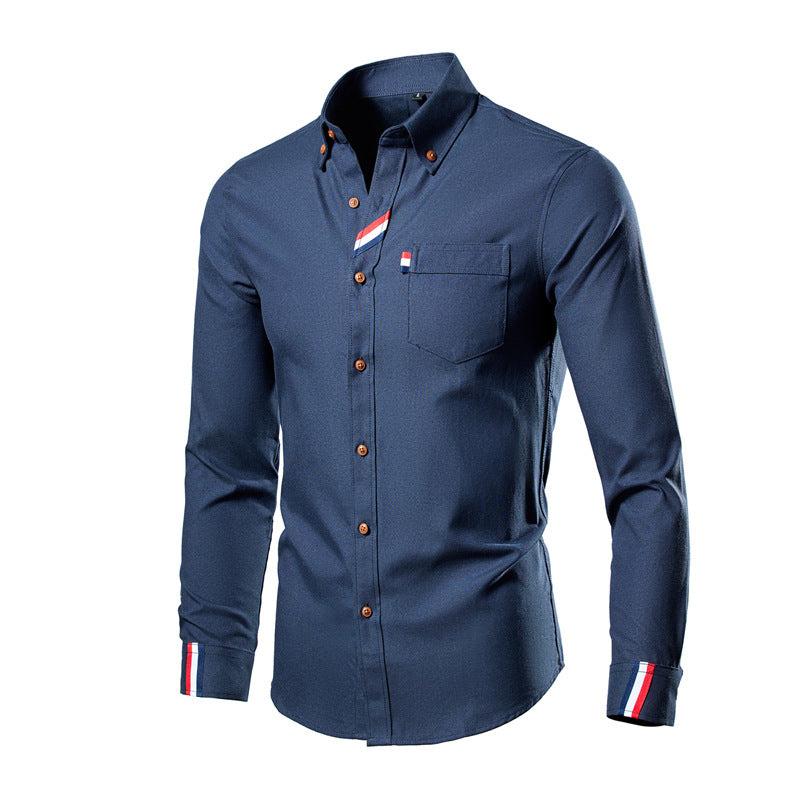 Herren nan tailliertes Button-Down Hemd mit Brusttasche, elastischem Baumwollmix und kontraststreifen-Details EB
