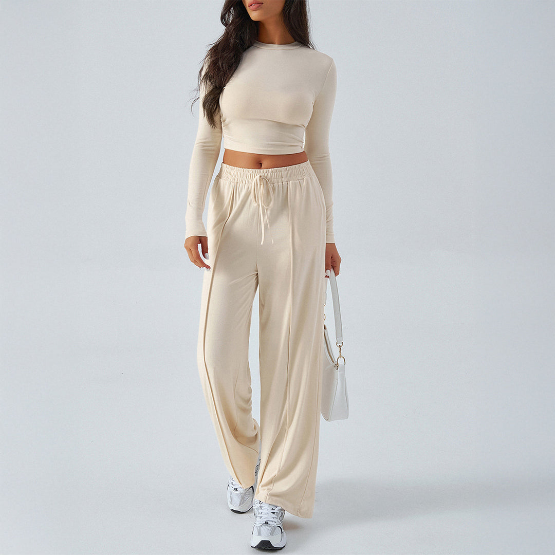 Damen nan weite Loungehose mit elastischem Kordelbund und fließender Jersey‑Qualität EB
