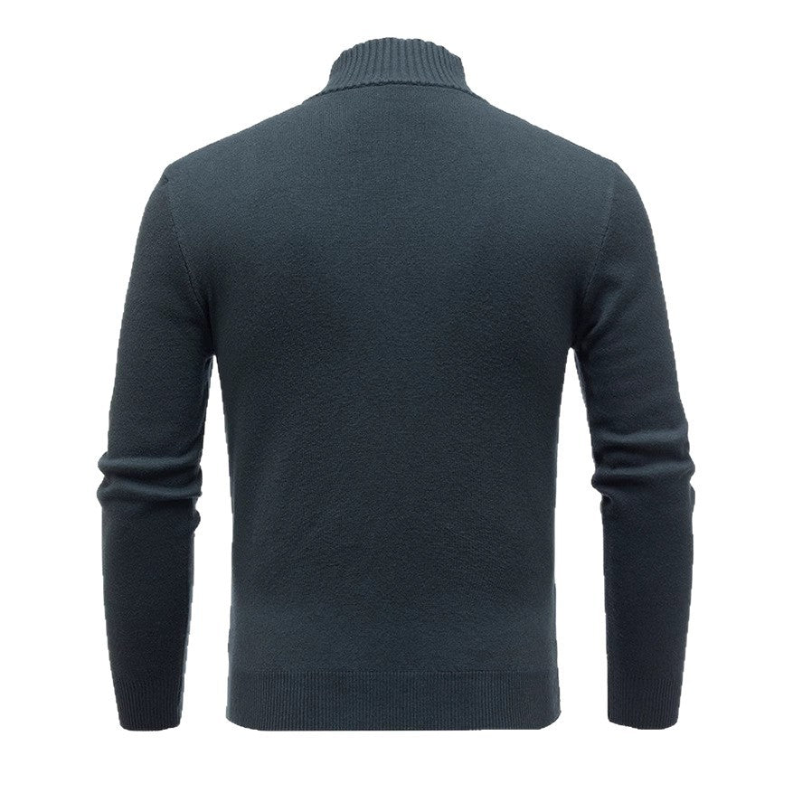 Herren Strickpullover mit modernem Stehkragen und feinem Rippdesign EB