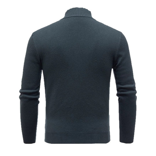 Herren Strickpullover mit modernem Stehkragen und feinem Rippdesign EB