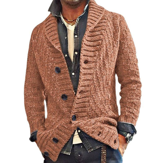 Herren Strickjacke mit modernem Zopfmuster und Knopfdetails EB