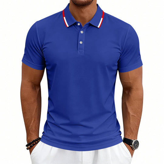 Herren nan tailliertes Kurzarm-Poloshirt mit Kontrastkragen aus atmungsaktivem Piqué EB