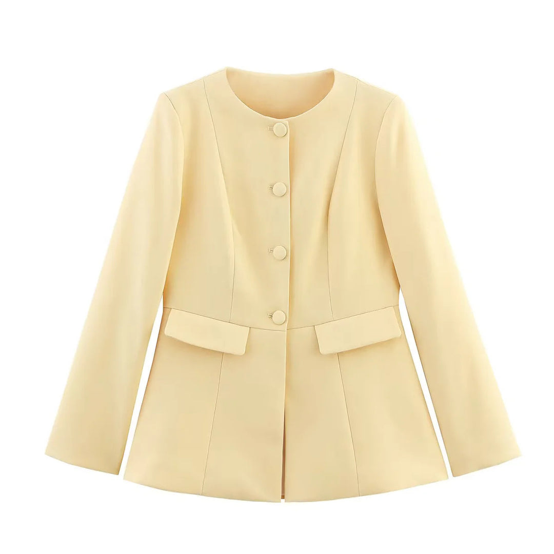 Damen eleganter Blazer mit modischem Schnitt und dekorativen Knopfdetails EB
