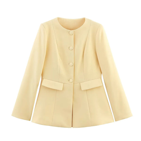 Damen eleganter Blazer mit modischem Schnitt und dekorativen Knopfdetails EB