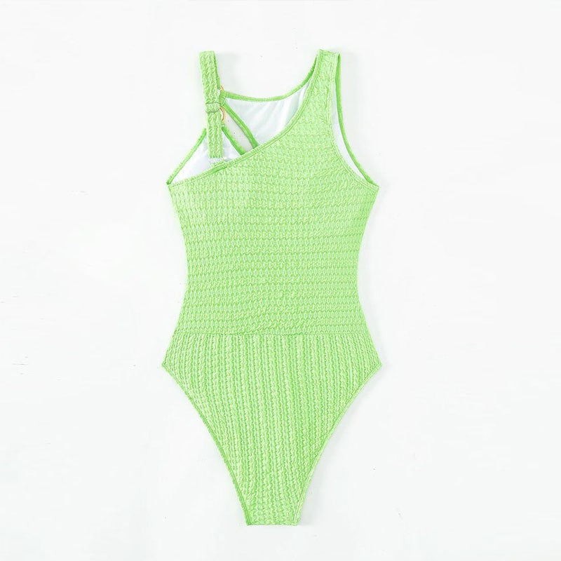 Damen Eleganter Einteiler Badeanzug mit asymmetrischem Design EB