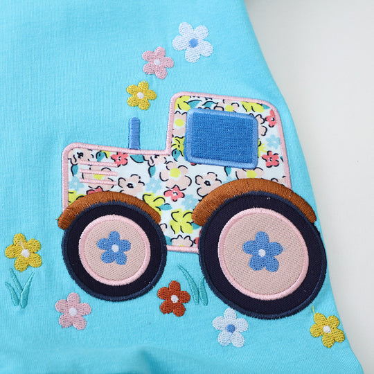 Mädchen Tüllkleid mit verspieltem Lama- und Traktor-Design EB