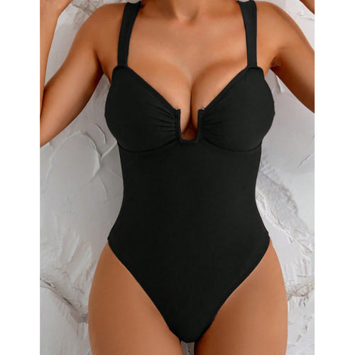 Damen eleganter V-Ausschnitt Badeanzug EB
