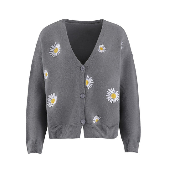 Damen Strickjacke mit Blumenmuster EB
