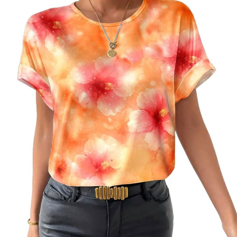 Damen Kurzarm T-Shirt mit floralem Design und komfortablem Schnitt Heidi-Mode
