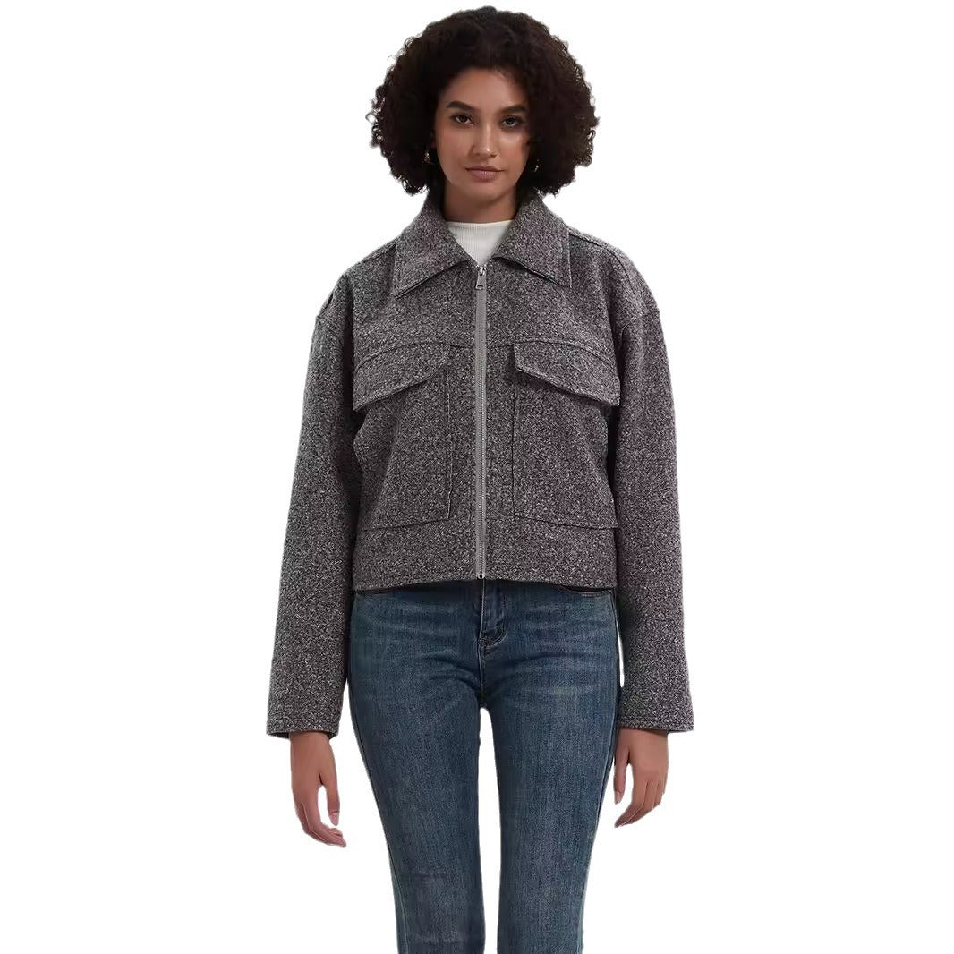Damen cropped Utility-Jacke mit doppelten Brusttaschen EB