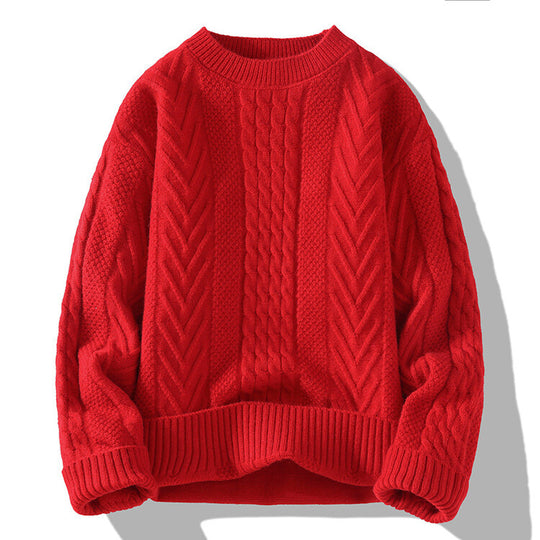 Herren Grobstrickpullover mit Zopfmuster und lässigem Schnitt EB