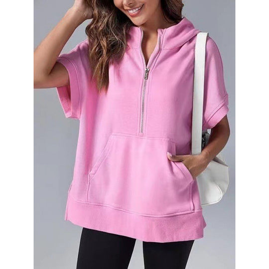 Damen Lässiger Kapuzenpullover mit Reißverschluss und praktischen Taschen EB