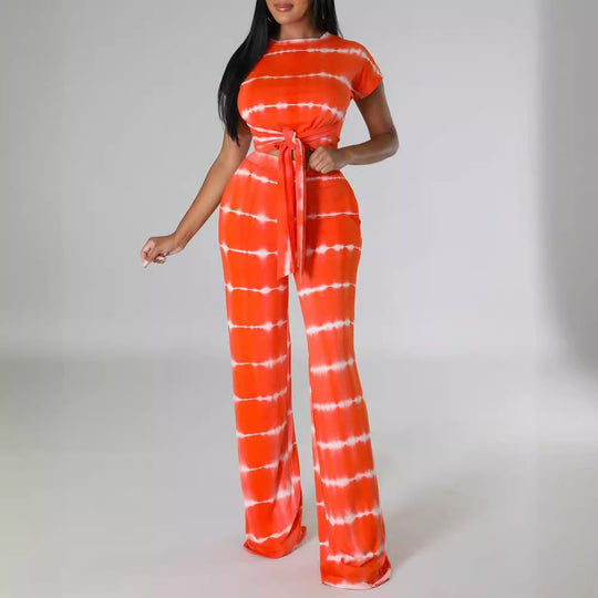 Damen elegantes Jumpsuit mit Taillengürtel und seitlichen Taschen EB