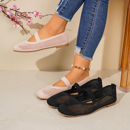 Damen Netz-Ballerinas mit verstellbarem Riemen EB