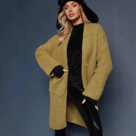 Damen Grobstrickjacke mit lässigem Schnitt und praktischen Taschen EB